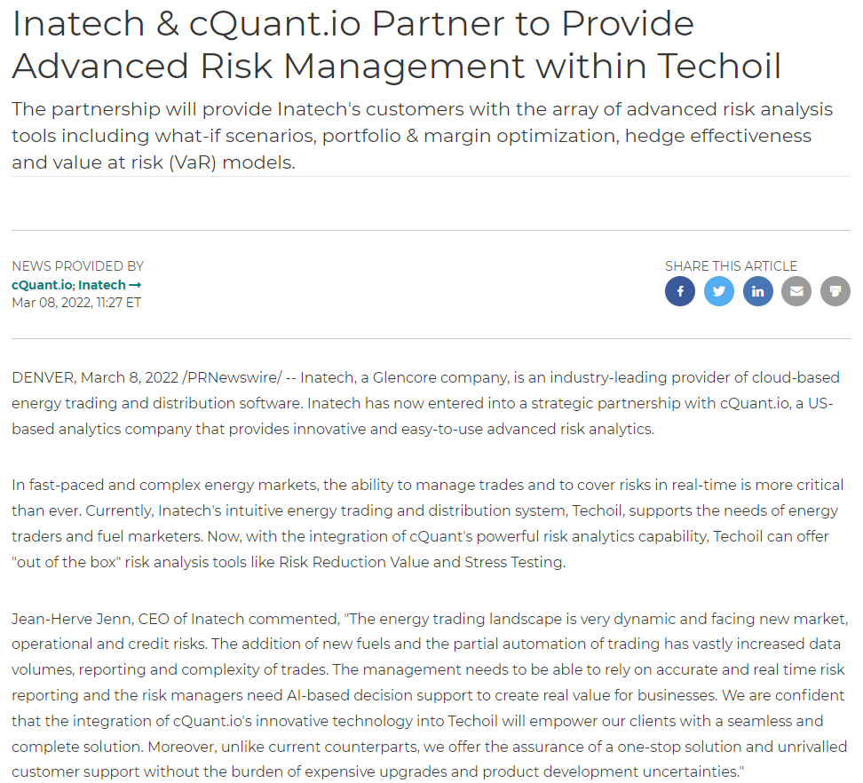 INATECH & CQUANT.IO PARTNER