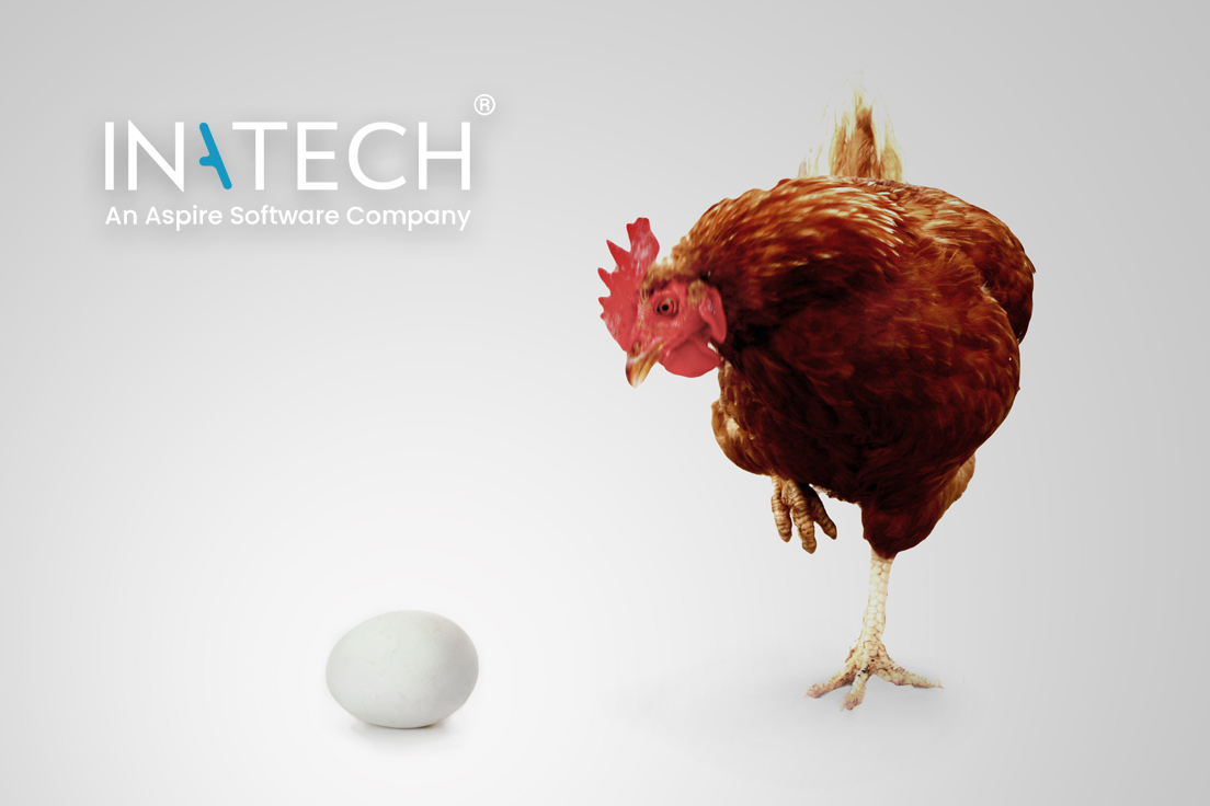 A chicken and an egg with an inatech logo in the corner